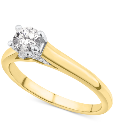Macy's Diamond Engagement Ring (1/2 Ct. T.w.) In 14k Gold In Yellow And White Gold