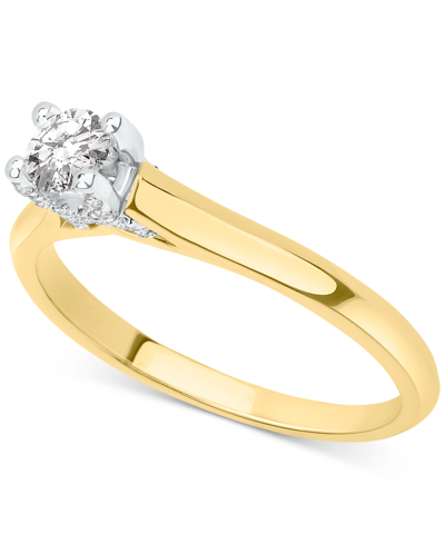 Macy's Diamond Solitaire Engagement Ring (1/3 Ct. T.w.) In 14k Gold In Yellow And White Gold