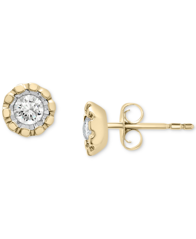 Macy's Diamond Miracle Plate Stud Earrings (1/5 Ct. T.w.) In 14k Two-tone Gold In Yellow White Gold