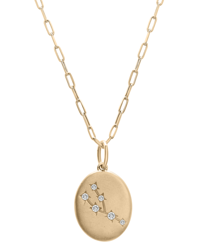 Wrapped Diamond Taurus Constellation 18" Pendant Necklace (1/20 Ct. Tw) In 10k Yellow Gold, Created For Macy