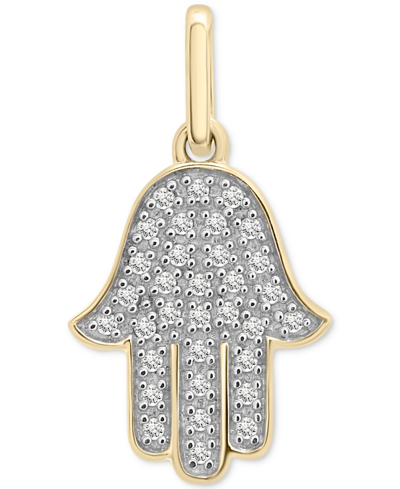Wrapped Diamond Hamsa Hand Charm Pendant (1/20 Ct. T.w.) In 10k Gold, Created For Macy's In Yellow Gold