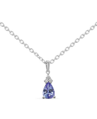 Macy's Tanzanite (5/8 Ct. Tw.) & Diamond Accent 18" Pendant Necklace In Sterling Silver