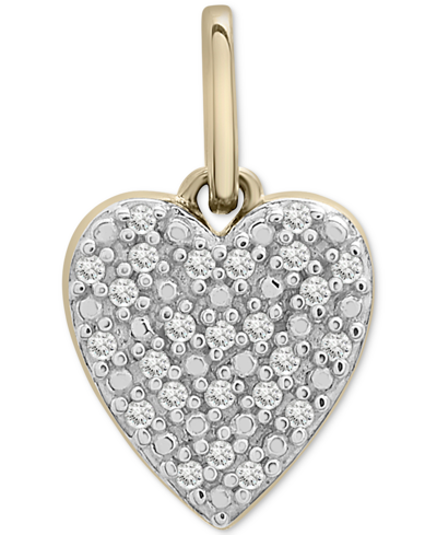 Wrapped Diamond Heart Charm Pendant (1/20 Ct. T.w.) In 10k Gold, Created For Macy's In Yellow Gold