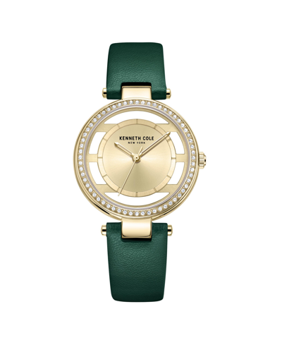 Kenneth Cole New York Women's Transparency Green Genuine Leather Strap Watch 34mm