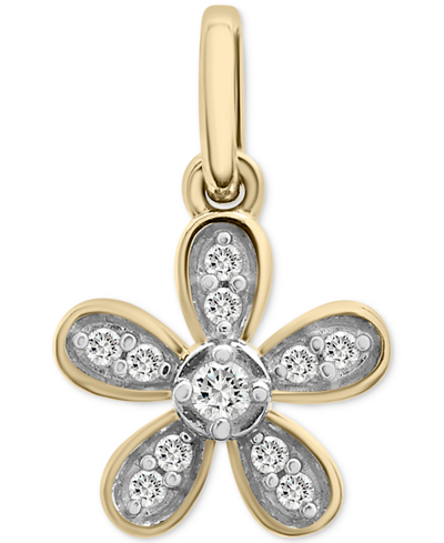 Wrapped Diamond Flower Charm Pendant (1/20 Ct. T.w.) In 10k Gold, Created For Macy's In Yellow Gold