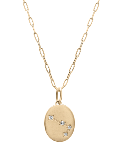 Wrapped Diamond Aries Constellation 18" Pendant Necklace (1/20 Ct. Tw) In 10k Yellow Gold, Created For Macy'