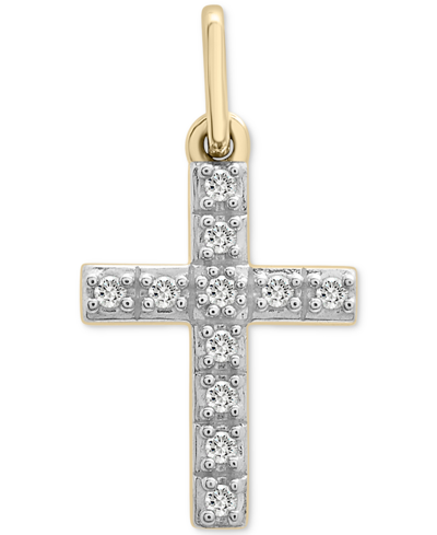 Wrapped Diamond Cross Charm Pendant (1/20 Ct. T.w.) In 10k Gold, Created For Macy's In Yellow Gold