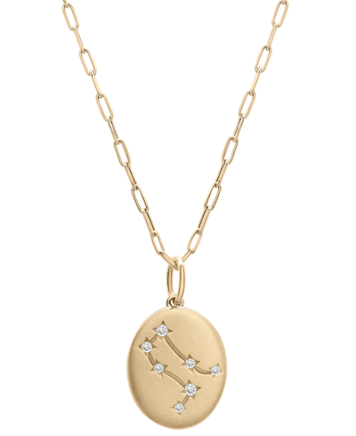 Wrapped Diamond Gemini Constellation 18" Pendant Necklace (1/20 Ct. Tw) In 10k Yellow Gold, Created For Macy