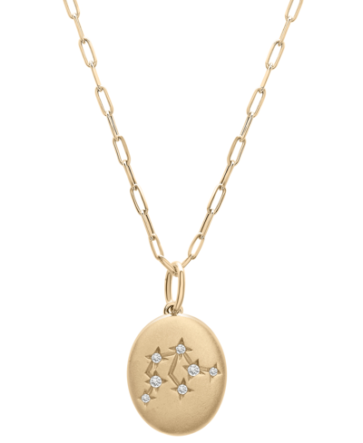 Wrapped Diamond Aquarius Constellation 18" Pendant Necklace (1/20 Ct. Tw) In 10k Yellow Gold, Created For Ma