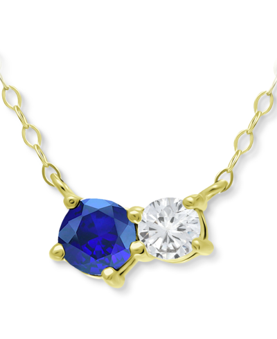 Giani Bernini Lab-created Blue Sapphire & Cubic Zirconia Collar Necklace, 16" + 2" Extender, Created For Macy's In Gold Over Silver