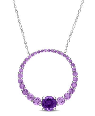 Macy's Sterling Silver Amethyst Graduated Open Circle Necklace