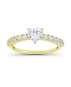 Macy's Cubic Zirconia In Sterling Silver Heart Amethyst And Round Ring In Gold Over Sterling Silver