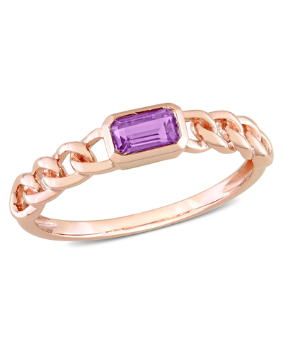 Macy's 10k Yellow Gold Plated Or 10k Rose Gold Plated Amethyst Link Ring In Rose Gold Over Silver