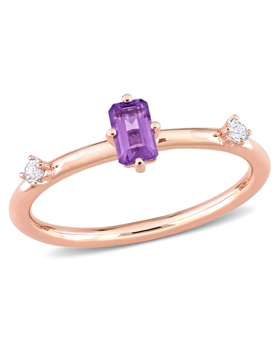 Macy's 10k Rose Gold Amethyst And White Topaz Stackable Ring