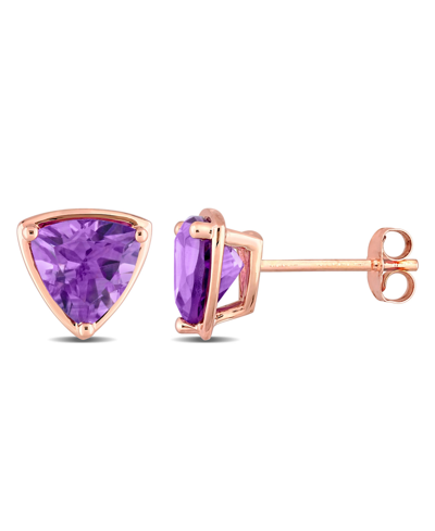 Macy's 14k Rose Gold Plated Amethyst Trillion Stud Earrings