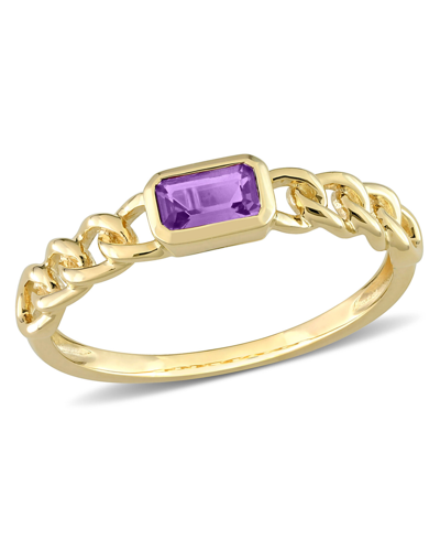 Macy's 10k Yellow Gold Plated Or 10k Rose Gold Plated Amethyst Link Ring In Gold Over Silver
