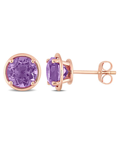 Macy's 14k Rose Gold Plated Amethyst Stud Earrings