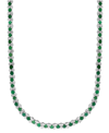 Effy Collection Effy Emerald (7-5/8 Ct. T.w.) & Diamond (7/8 Ct. T.w.) 18" Collar Necklace In Sterling Silver In Emerald