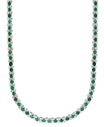 Effy Collection Effy Emerald (7-5/8 Ct. T.w.) & Diamond (7/8 Ct. T.w.) 18" Collar Necklace In Sterling Silver