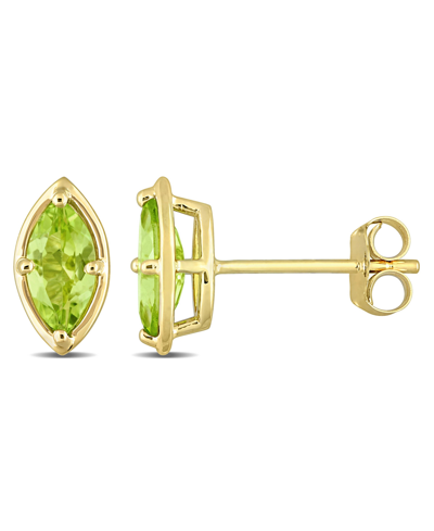Macy's 14k Yellow Gold Plated Peridot Marquise Stud Earrings