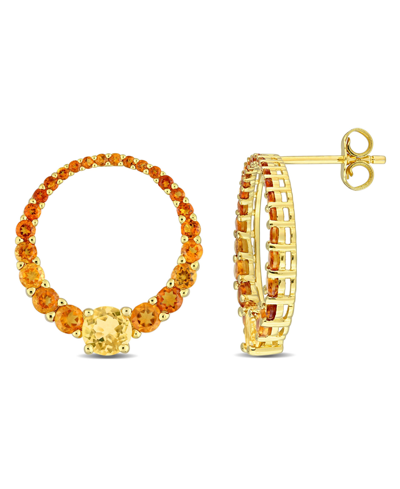 Macy's 18k Gold Plated Sterling Silver Citrine Graduated Open Circle Hoop Earrings