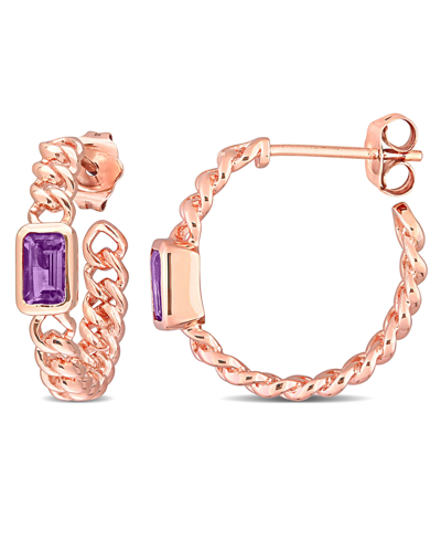Macy's 10k Rose Gold Plated Amethyst Link Hoop Earrings
