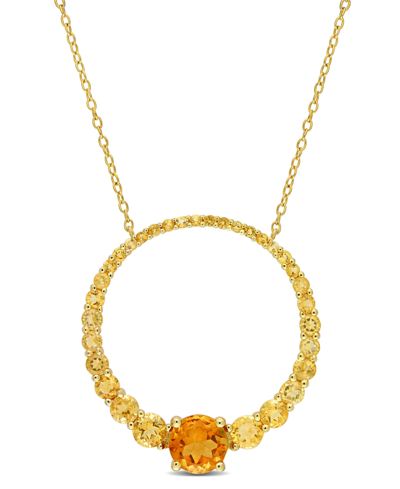 Macy's 18k Gold Plated Sterling Silver Citrine Graduated Open Circle Necklace