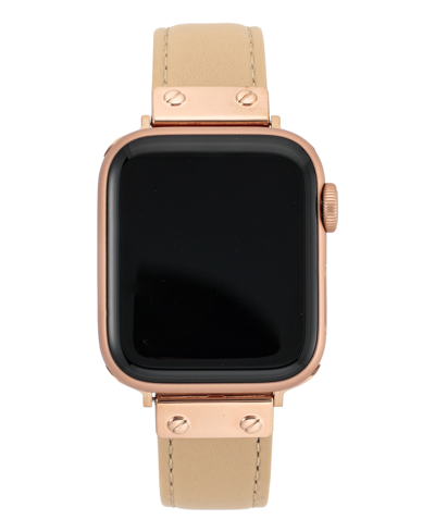 Anne Klein Women's Blush Pink Genuine Leather Strap With Rose Gold-tone Stainless Steel Accents For Apple Watch In Blush/rose Gold-tone