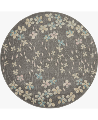 Long Street Looms Peace Pea04 5'3" Round Area Rug In Gray