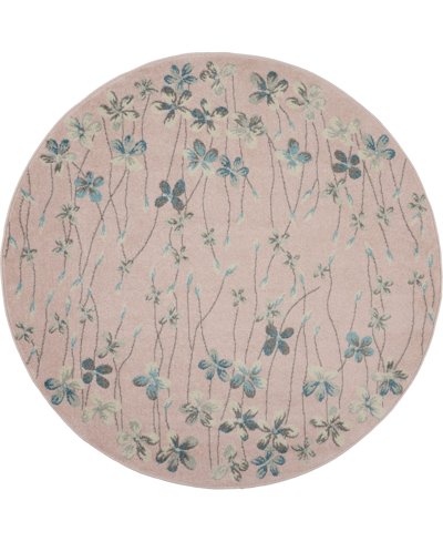 Long Street Looms Peace Pea04 5'3" Round Area Rug In Pink
