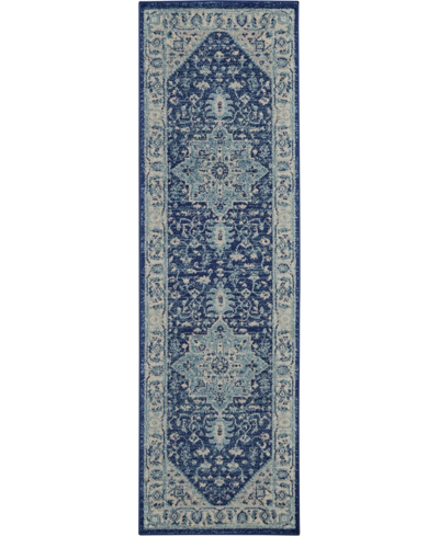 Long Street Looms Peace Pea06 2'3" X 7'3" Runner Rug In Navy