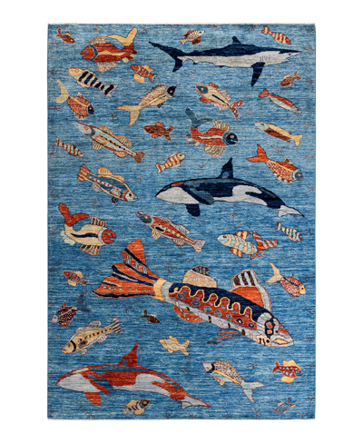 Adorn Hand Woven Rugs Tribal M1971 6' X 9'1" Area Rug In Blue
