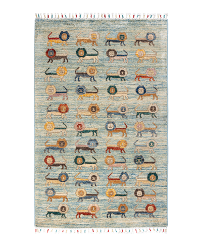 Adorn Hand Woven Rugs Tribal M1971 3'1" X 4'10" Area Rug In Mist