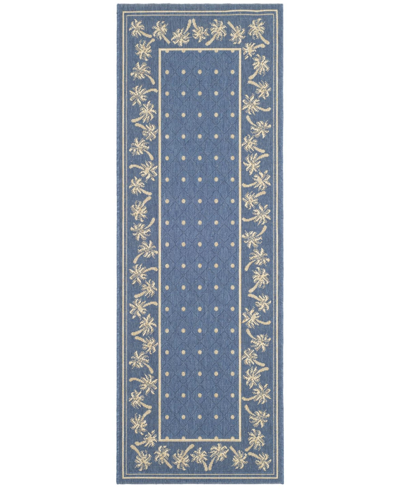 Safavieh Courtyard Cy5148 Blue And Ivory 2'7" X 8'2" Runner Outdoor Area Rug
