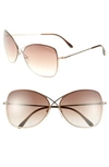 Tom Ford Colette Metal-frame Butterfly Sunglasses In Shiny Rose Gold/ Dark Brown