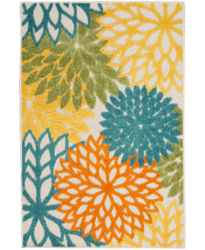 Nourison Aloha Alh05 2'8" X 4' Outdoor Area Rug In Turquoise