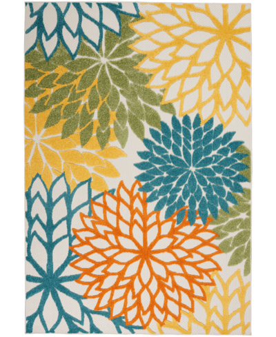 Nourison Aloha Alh05 3'6" X 5'6" Outdoor Area Rug In Turquoise