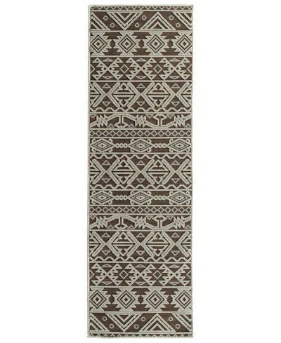 Kaleen Cove Cov09 2' X 6' Runner Outdoor Area Rug In Chocolate