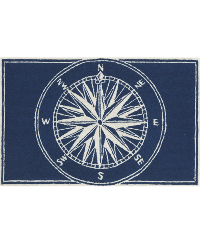 Liora Manne Frontporch Compass 1'8" X 2'6" Outdoor Area Rug In Navy