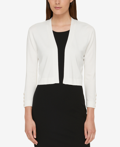 Tommy Hilfiger Button Sleeve Cardigan In Ivory