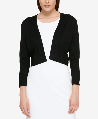 Tommy Hilfiger Button Sleeve Cardigan In Black