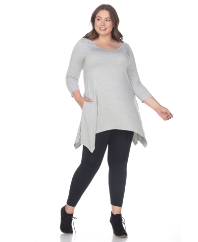 White Mark Women's Maternity Empire Waist V-neck Tunic Top In Heather Grey