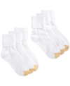 Gold Toe Women's 3 Pack Non-binding Short Crew Socks, Also Available In Extended Sizes In White