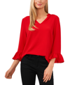 Cece Ruffle-sleeve Top In Luminous Red