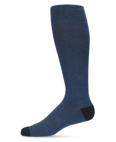 Memoi Men's Solid Cotton Compression Socks In Denim Heather