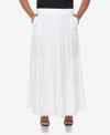 White Mark Womens Tiered Polyester Maxi Skirt In White