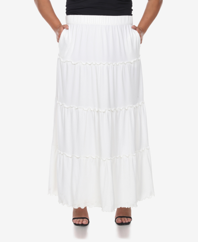 WHITE MARK PLUS SIZE TIERED MAXI SKIRT