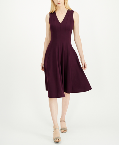 CALVIN KLEIN V-NECK MIDI DRESS