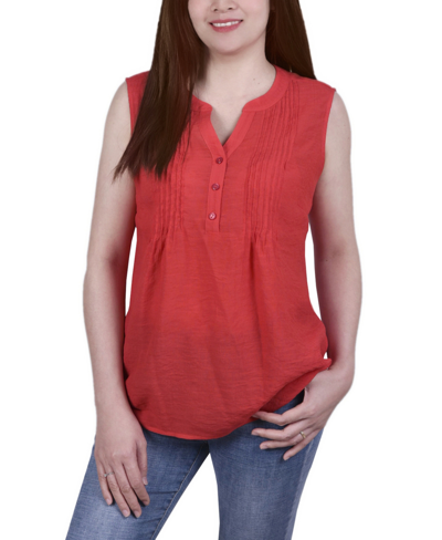 Ny Collection Women's Sleeveless Pintucked Blouse In Bittersweet