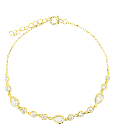 Macy's Pear And Round Anklet In 14k Gold Plated Or Sterling Silver In Gold Over Silver